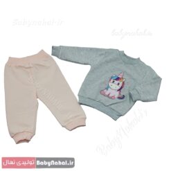 97 بلوز و شلوار دورس گلدوزي اسب تك شاخ سايز 1و2 (BN) كد 8905