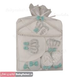 ست بيمارستاني پنبه طرح King با چوبكار مرواريدي كد 10727