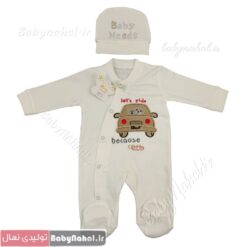 6807 سرهمي جورابدار پنبه با كلاه گلدوزي let's ride سايز 1و2 كد 10894