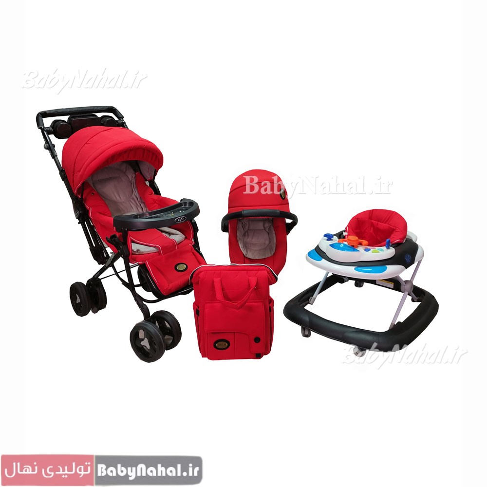 ست 4 تيكه كالسكه بيبي لايك كوله اي ساده (طوسي) كد 11825