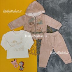 5264 سه تيكه مخمل سوييشرت و شلوار اسب كد 13437