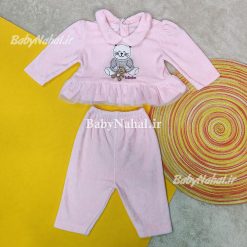 بلوز و شلوار مخمل گلدوزي گربه (BM) كد 14641