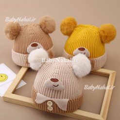 4 كلاه بافت پوم دار دكمه دار خارجي كد 14697