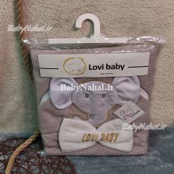 حوله دو تيكه گلدوزي رنگي Lovi baby كد 14762