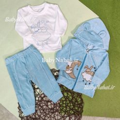 سه تيكه مخمل كبريتي طرح خرگوش و ابر كد 14898