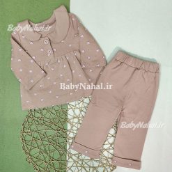 بلوز شلوار پنبه دخترانه قلب پفكي كد 14917