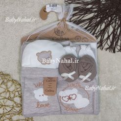 ست بيمارستاني گلدوزي خرس عينك قلبي كد 15074