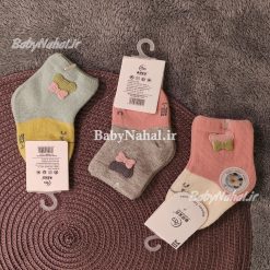 2 جوراب برجسته خرس و پاپيون خارجي كد 14341