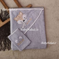 حوله با ليف دورو نخ گلدوزي رنگي كد 11989