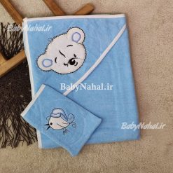 حوله با ليف دورو نخ گلدوزي رنگي كد 11989