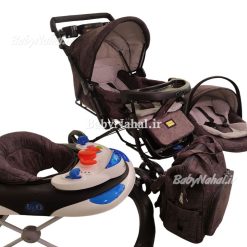 ست 4 تيكه كالسكه كوله اي مخمل پتينه كد 11828