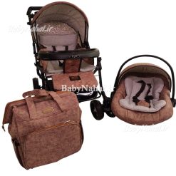 ست 4 تيكه كالسكه كوله اي مخمل پتينه كد 11828