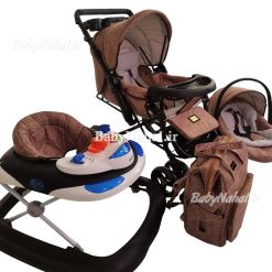 ست 4 تيكه كالسكه كوله اي مخمل پتينه كد 11828