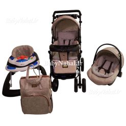 ست 4 تيكه كالسكه كوله اي مخمل پتينه كد 11828